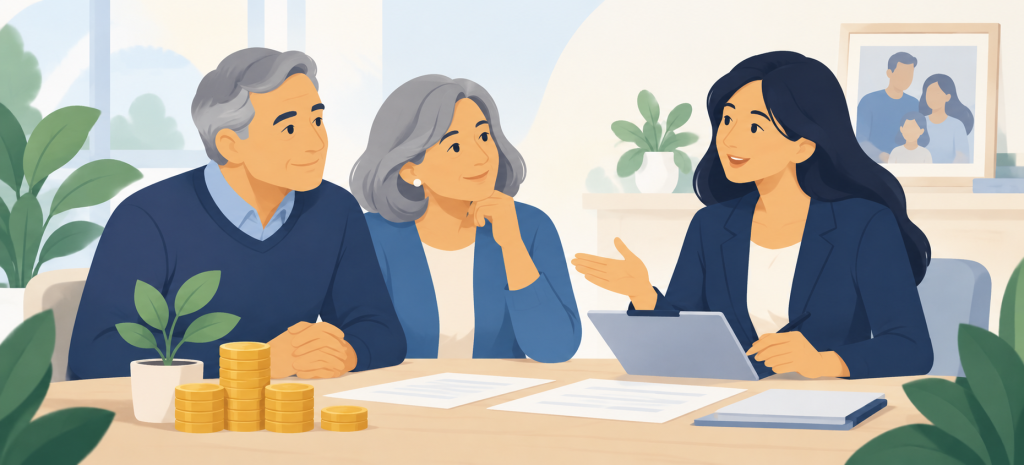 Older couple discussing retirement and legacy planning with an advisor.